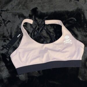 Women's Pink and Black Sports Bra